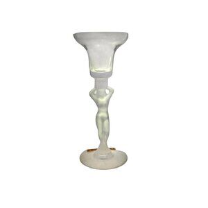 French Crystal Nude Female Frosted Candlestick Holders Set of Four Decor Gift